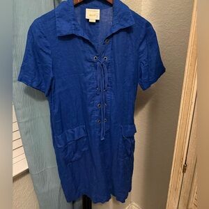 Maeve Royal Blue Short Sleeve Lace-Up Dress